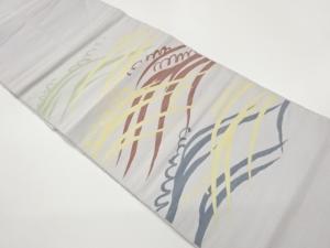 手織り紬荒波模様織出し名古屋帯